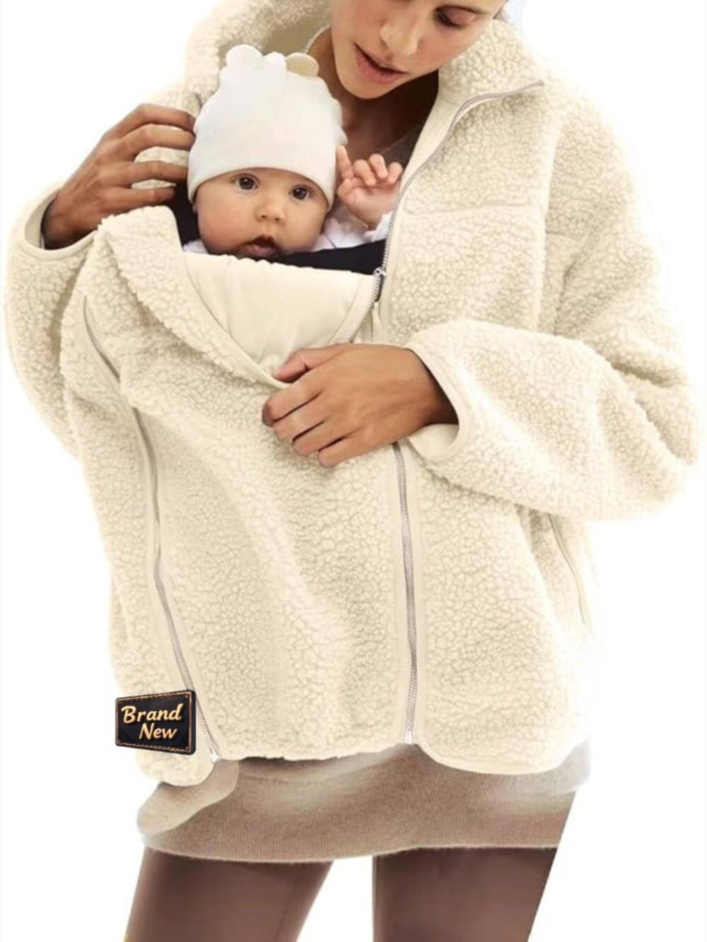 Fleece Zip Up 2 in 1 Baby Wearing Jacket Maternity Winter Coat Thicken Kangaroo